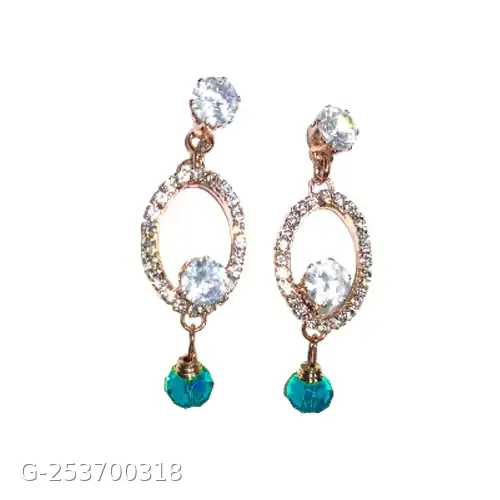 Brass Golden,big Stone Round Jumka Earring Red